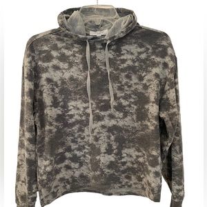 FULL CIRCLE Pullover Hoodie Long Sleeve Knit Crop Sweatshirt Tie Dye Size S